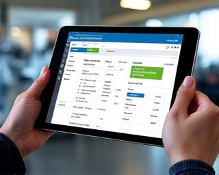 Tablet displaying inventory data in a dealership setting